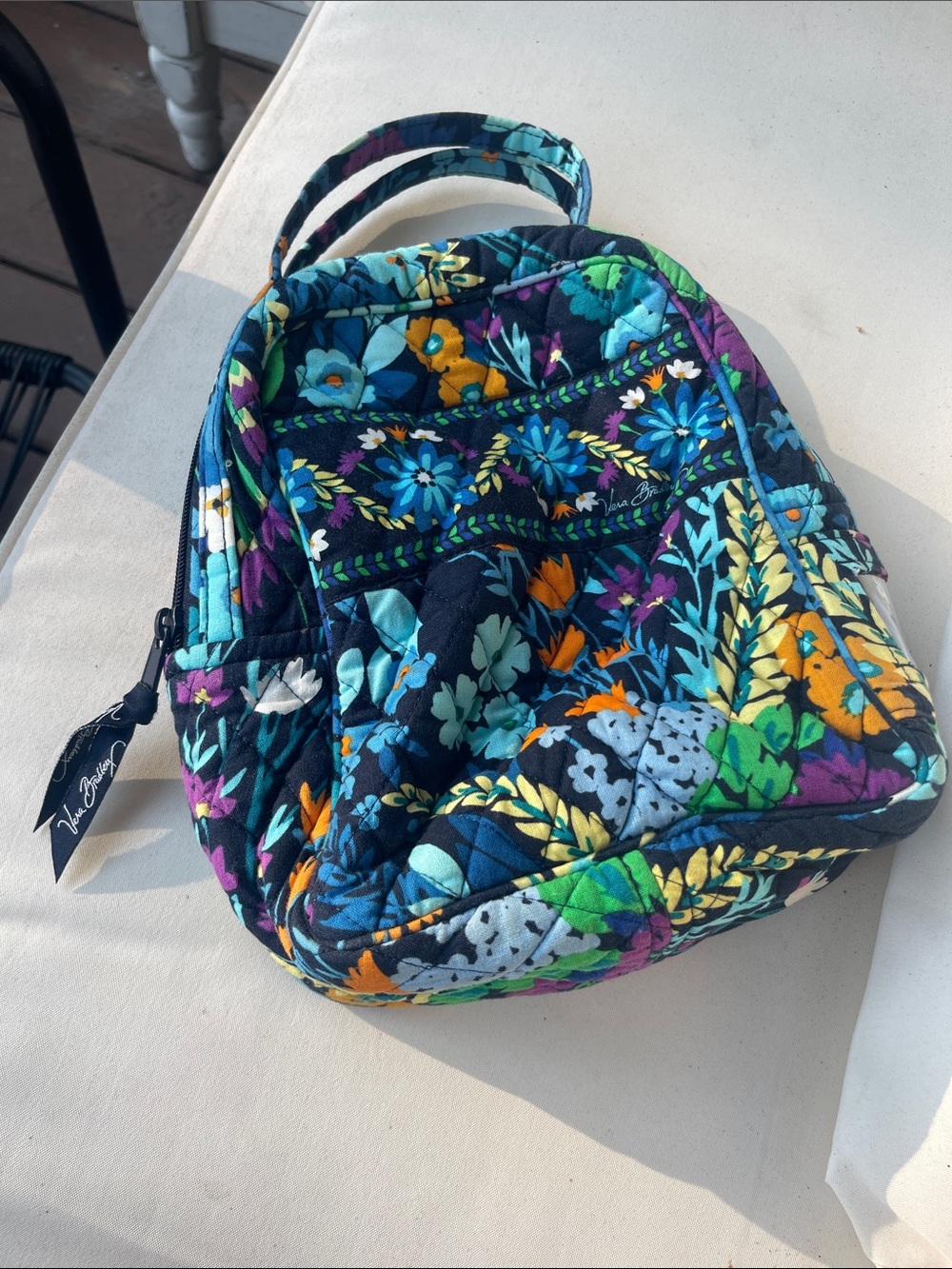 Vera Bradley Quilted Floral Mini Backpack in Navy Multi